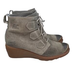 Sorel Women’s Toronto Green Suede Wedge Casual Booties Size US 8.5
